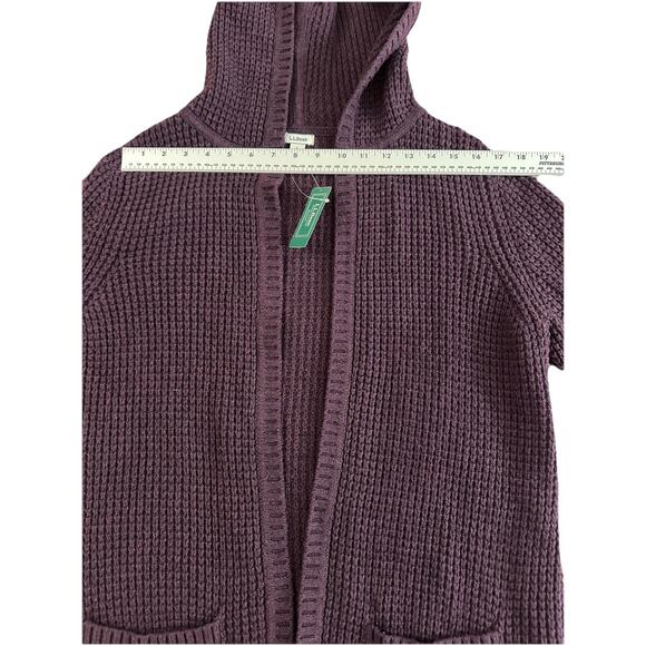 LL Bean Open Front Hooded Cardigan Sweater Purple Pockets Size Large NWT - Picture 5 of 11